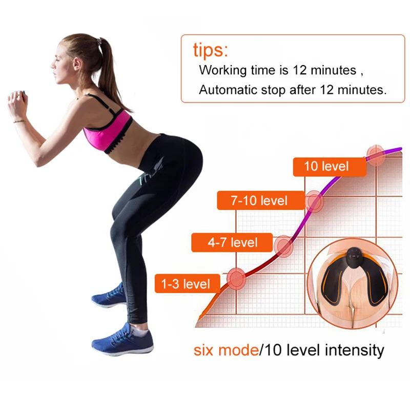 Электрический EMS стимулятор мышц приклада беспроводной тренажер для бедер и