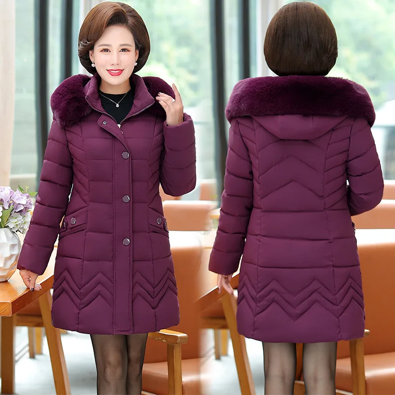 

Women's winter coat new mother long section middle-aged and elderly cotton coat female noble down jacket thick foreign