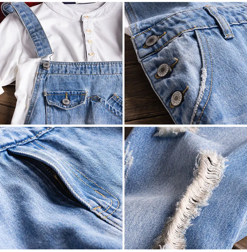 Летние рваные комбинезоны Для Мужчин's Джинсовый комбинезон Детский из