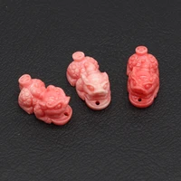 10pcs hot sale natural pink coral bead brave troops through hole beads for jewelry making diy necklace bracelet accessory