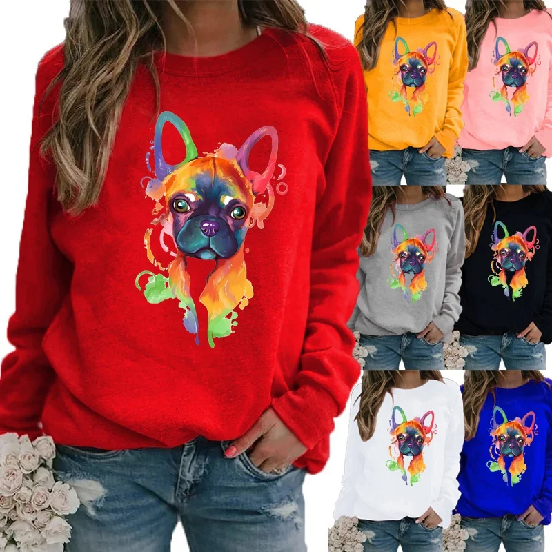 

Women Clothing Printing Shirt Motion Shirt Thickening Long Sleeve Round Neck Ladies Loose Shirt Plus Size Winter Tops-tees