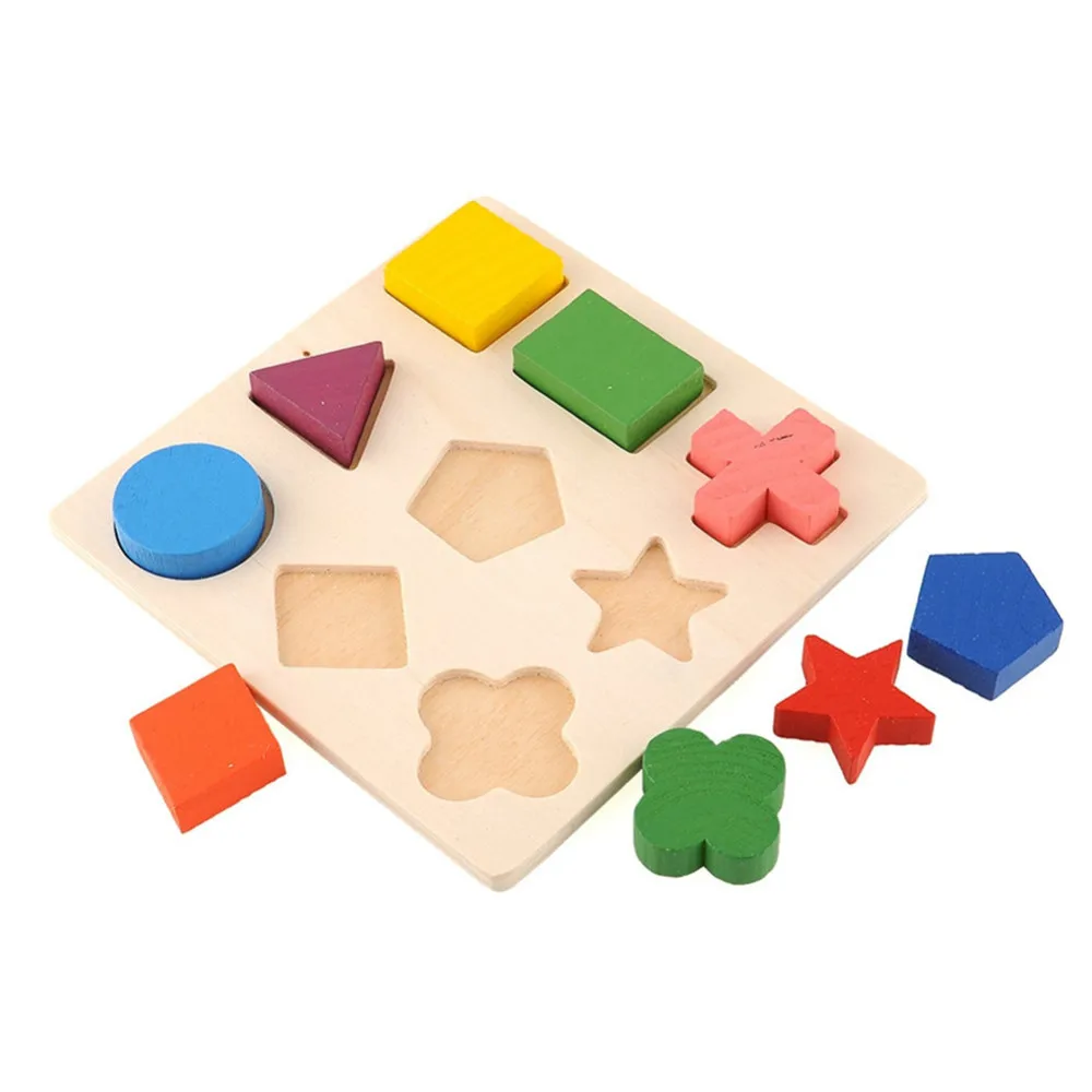 

Geometric Shapes Puzzle Wooden Sorting Math Bricks Preschool Learning Educational Game Toddler Toys Puzzles for Kids Wood Toys