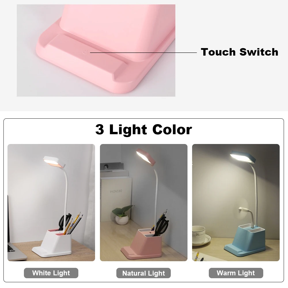 Светодиодная настольная лампа с беспроводным зарядным устройством 1200 мАч 3