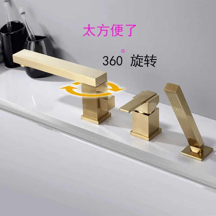 

Комплект из 3 предметов для ванной, боковая душевая ванна с тремя отверстиями, ведущий производитель душевой комплект, золотой кран для ванн...