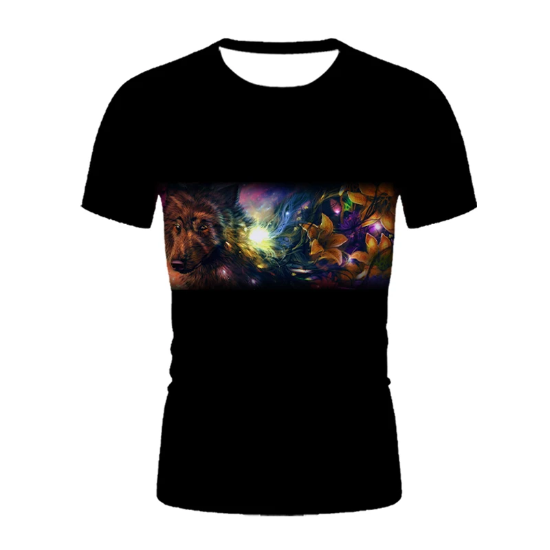 

Summer 2021 Men Short Sleeve T-Shirt 3D Night Coyote Print T-Shirt Sport Edition Men Fitness T-Shirt Cool T-Shirt Street tops