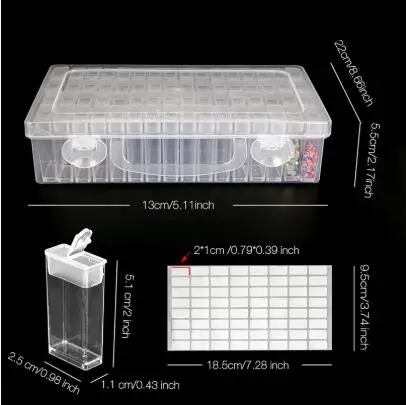 64 клетки регулируемый пластиковый ящик для хранения коробка со стразами