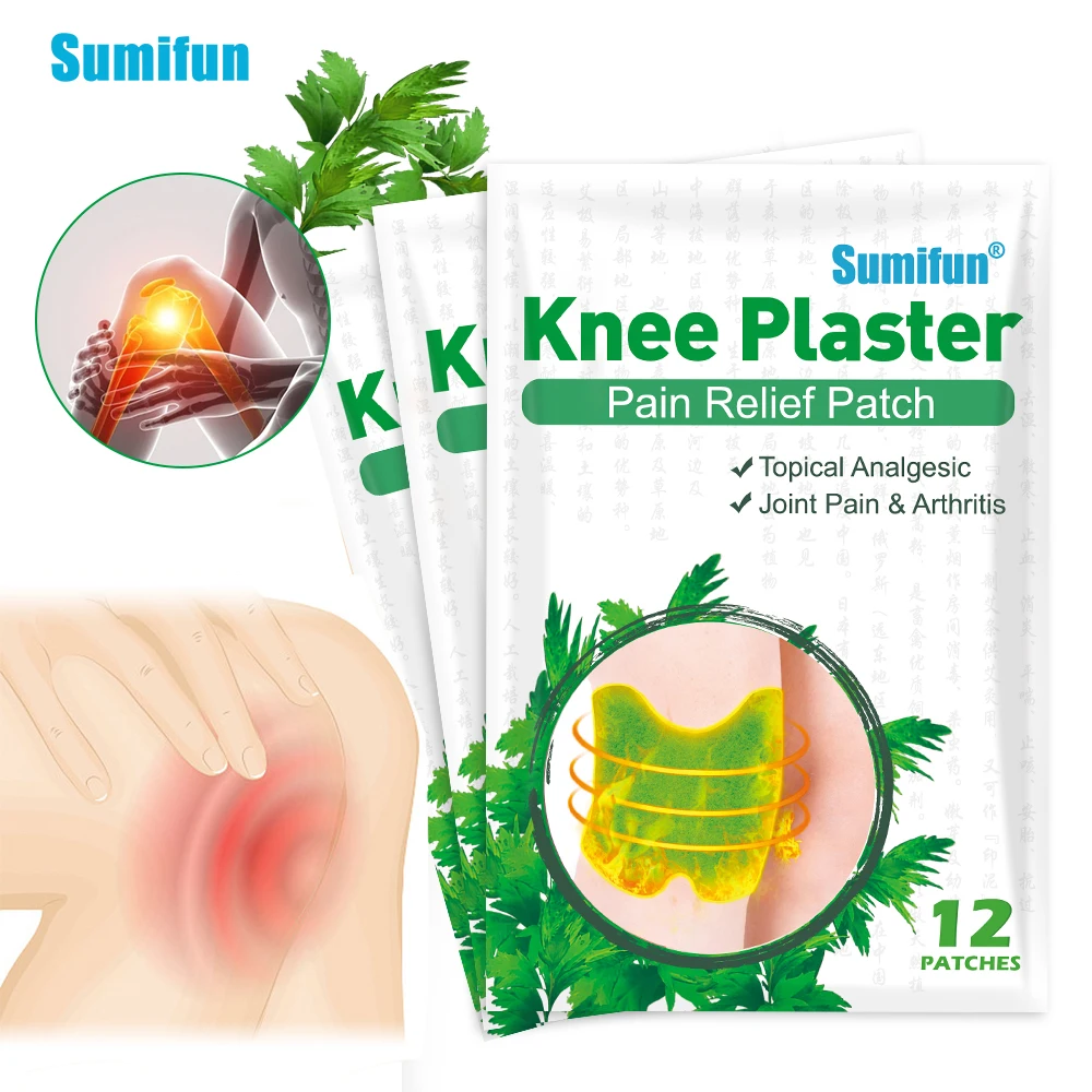 

12Pcs/bag Natural Herbal Knee Joint Patchs Medical Plaster Treat Analgesic Arthritis Sticker Sumifun Wormwood Knee Heated Patch