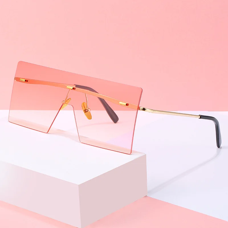 Негабаритные безрамные Солнцезащитные очки женские брендовые дизайнерские