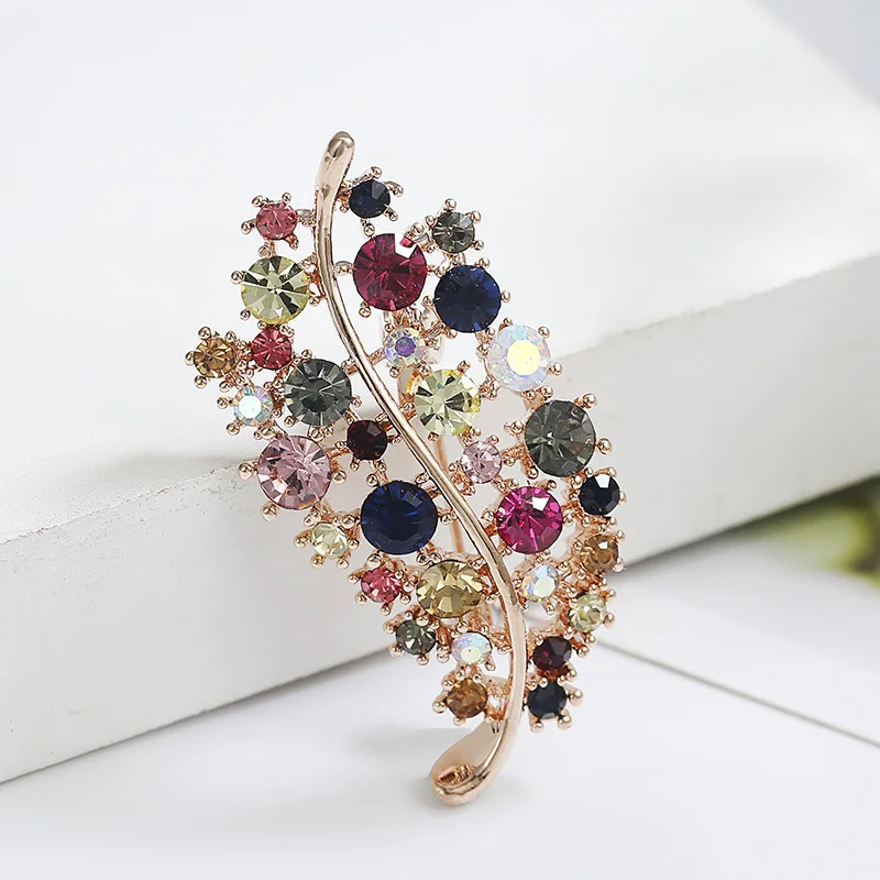Разноцветная булавка с кристаллами для женщин гальванизированная Золотая брошь