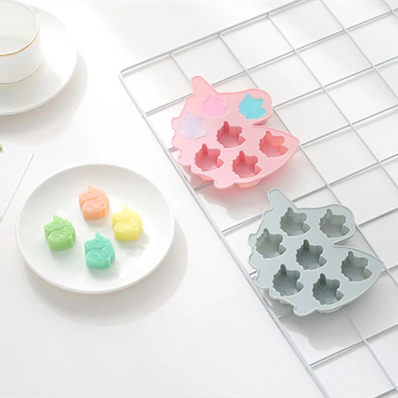 

7 hole horned pony mini cute cake ice silicone mold chocolate dessert pudding baking cake decoration tool mold soap creative