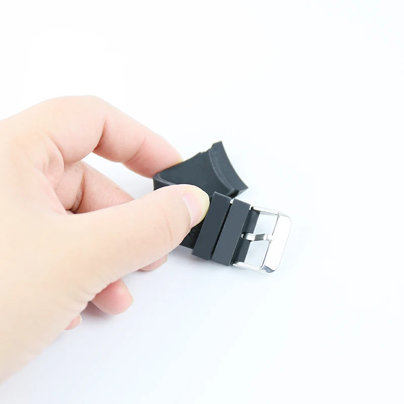 Watch accessories men's rubber strap 22mm pin buckle curved interface for all types of women's sports silicone waterproof strap