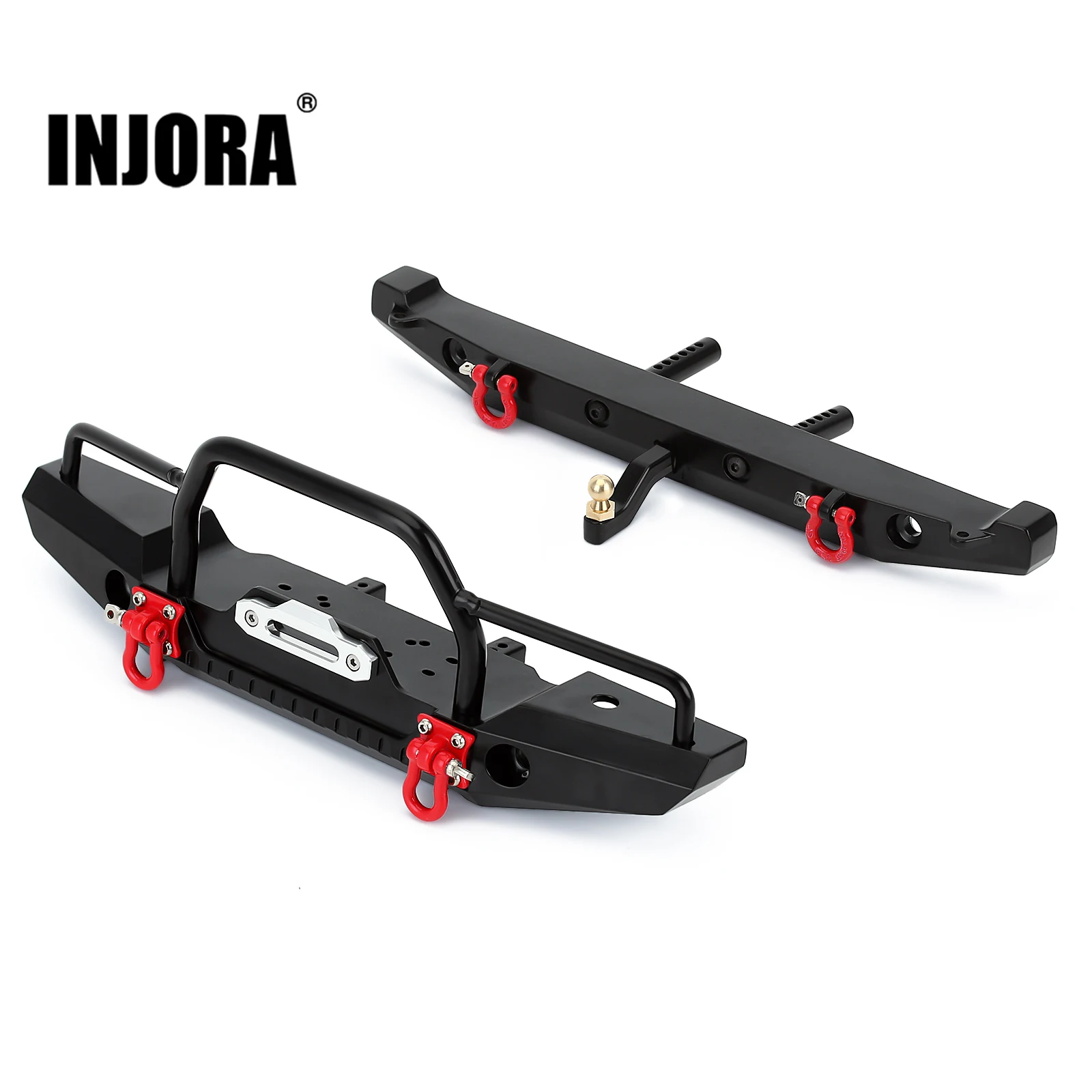INJORA Metal Front Rear Bumper with Led Lights for 1/10 RC Crawler Axial SCX10 & SCX10 II 90046 90047 Upgrade Parts