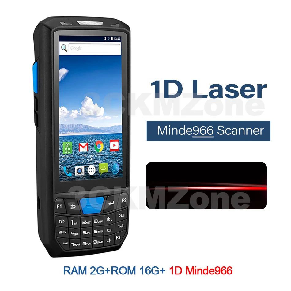 1D Minde966 2G16G Android 8,1 промышленный прочный КПК ручной pos-терминал лазерный сканер штрих-кода поддержка беспроводной Wi-Fi 4G BT для склада Express - Color: 1D Minde966 2G16G