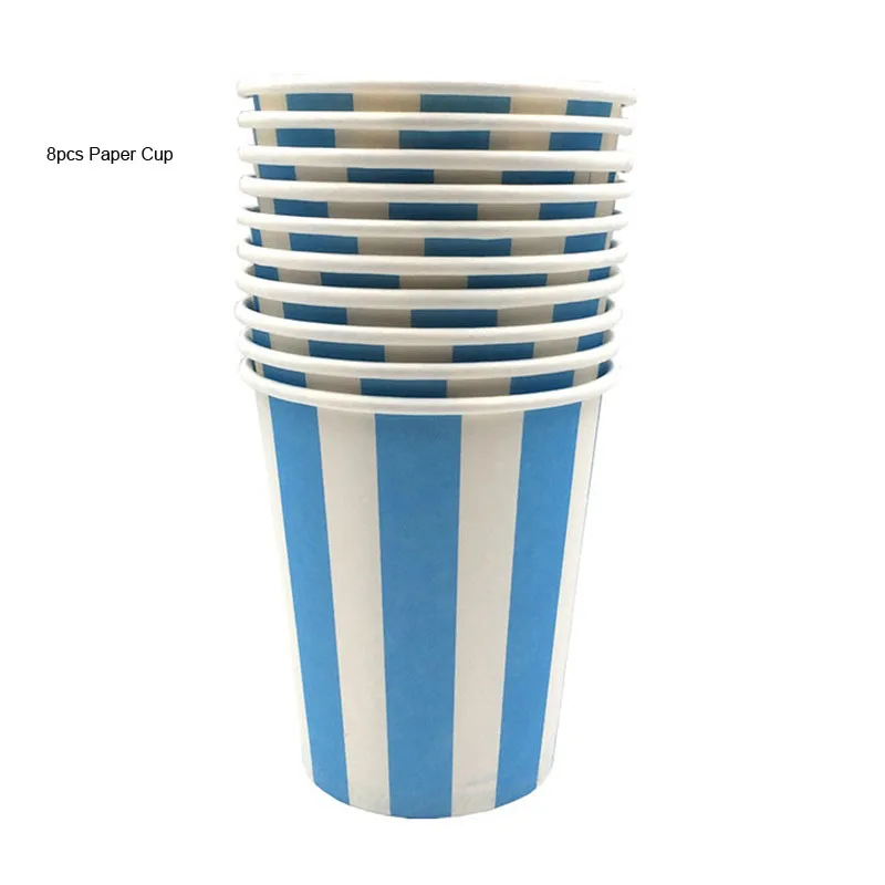 250ML Paper Cup A2 Одноразовый Бумага пластины полосы Цвет День рождения тарелка для фруктов, пирожных лоток Бумага чашки салфетка посуда День рождения расходные материалы - Цвет: 250ML Paper Cup A2