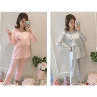 breastfeeding maternity pajamas clothing suit long sleeve nursing pajama set for pregnancy women sleepwear nightgown d0073