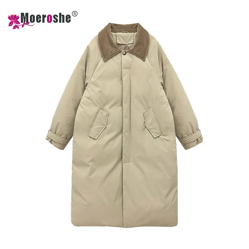 

Winter Women Oversize Solid Long Parkas Pocket Female Warm 90% White Duck Down Women Jacket Overcoat Down Breasted Outwears