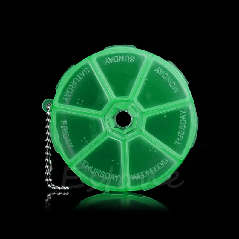 

7 Day Weekly Pill Cases Splitters Dispenser Organizer Medicine Box Case Holder Container Round