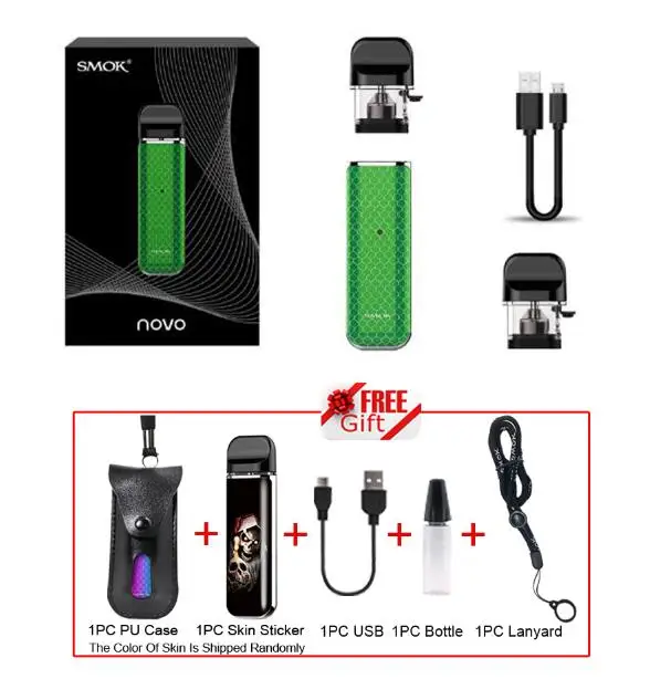 NOVO 1 Green Набор SMOK Novo 2 SMOK Pod, электронная сигарета, стартер, ручка с аккумулятором 800 мАч, 2 мл, катушка VS NORD - Цвет: NOVO 1 Green
