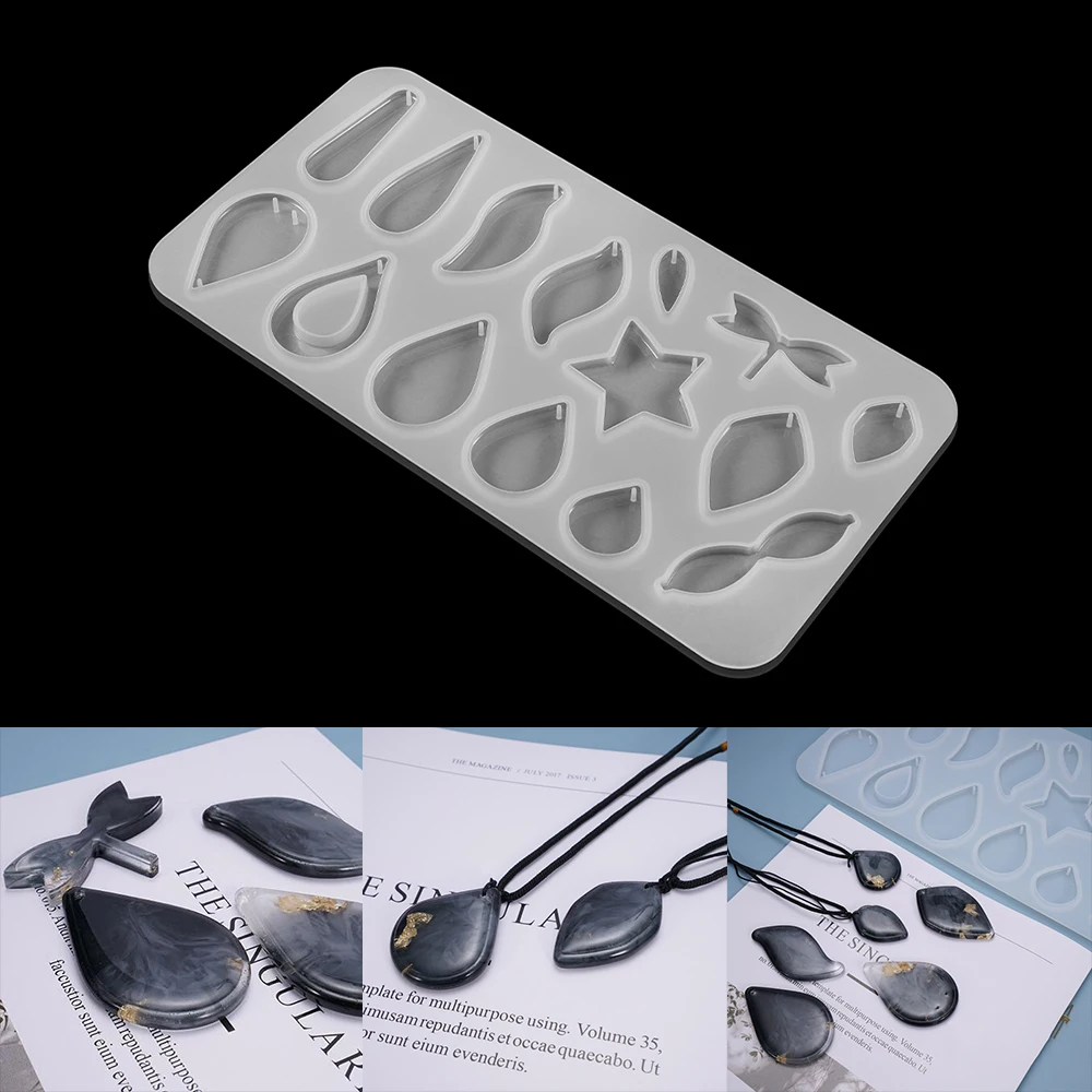 

Silicone Casting Mold For DIY Resin Jewelry Pendants 15 Shapes Silicone Casting Mold Tools For Jewelry Making Clay Epoxy Resin