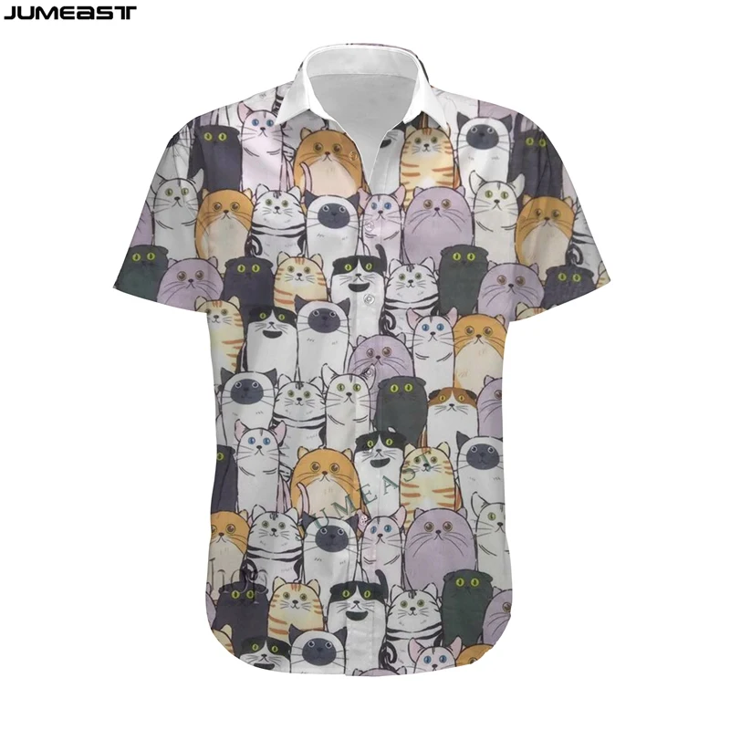 Jumeast Men Women 3D T-Shirt Oversized Female Cartoon Lovely Animal Cat Streetwear Funny Short Sleeve T Shirt Hawaii Tops Tees | Мужская