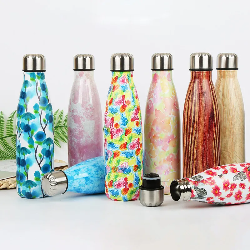 Цветочный колба термоса Мрамор бутылка для воды ком пива чашка с двойными