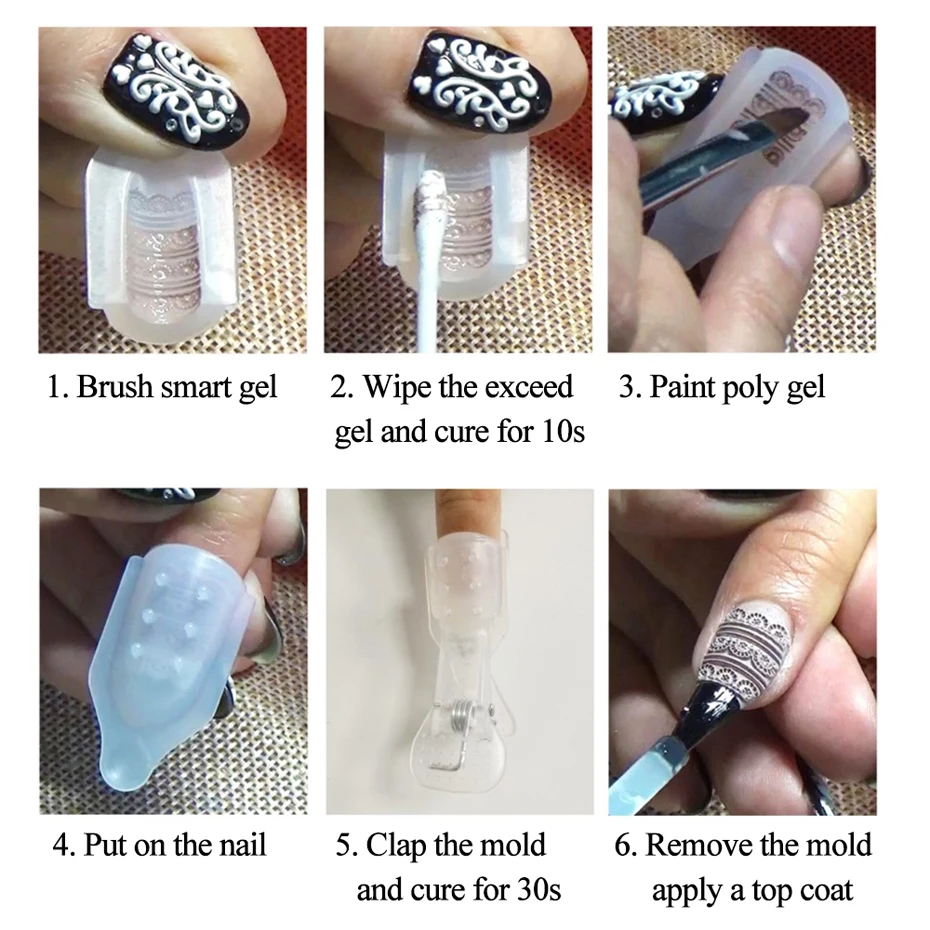 3 шт./компл. дизайн ногтей штамповка 3D Силиконовая форма гравировальный трафарет