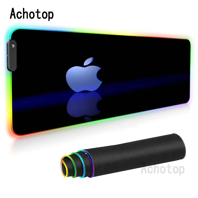 

Apple Logo RGB Gaming Mouse Pad Computer Gamer Mousepad Large Game LED Illumination Mouse Mat XXL PC Laptop Keyboard Mouse pad