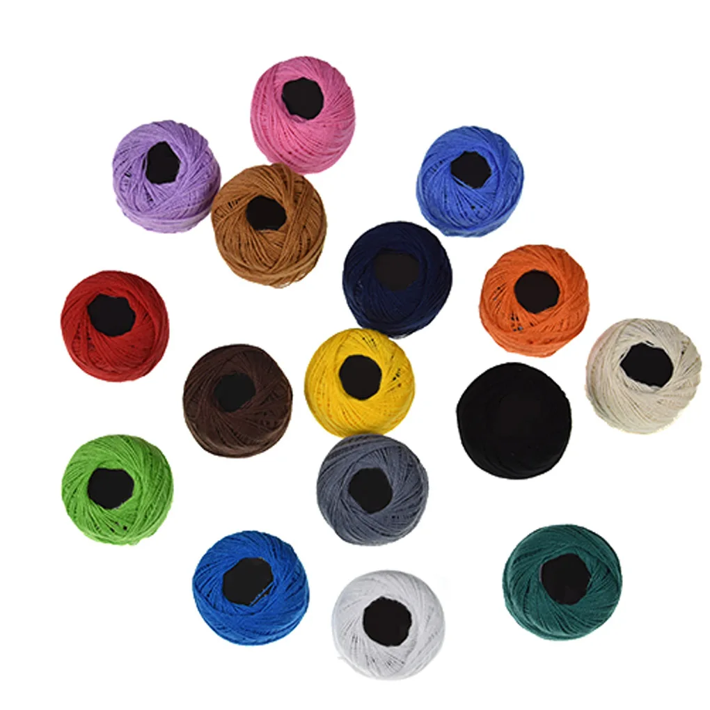 Ovillos de hilo de algod&oacute;n para ganchillo, punto de cruz, bordado a mano, 2 unidades, 16 colores-4