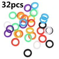 32pcs multicolor elastic mixed color hollow rubber key covers round soft silicone keys locks cap keyring case