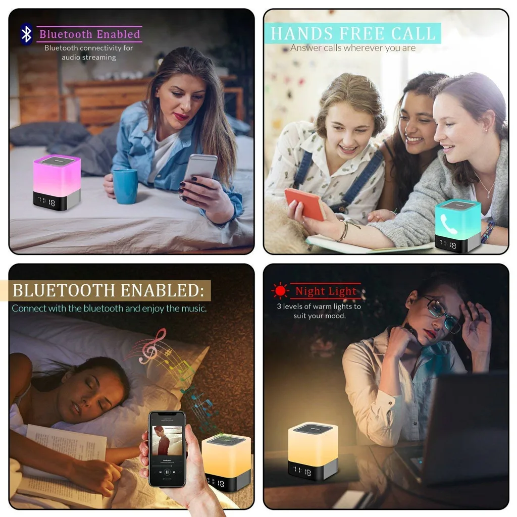 

Portable Audio Home theater Bluetooth Speaker Night Light Wireless Lamp Smart Music Pluggable Card Best Gift Bluetooth Speaker