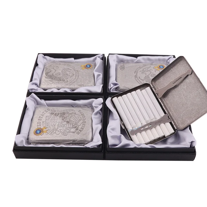 Винтажный металлический мужской чехол для сигарет футляр табака карманный