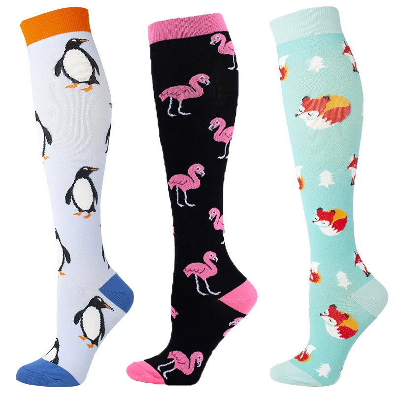3 Pairs Compression Stockings Men Women Cycling Sports Socks Fit for Edema Diabetes Varicose Veins Marathon Running Socks