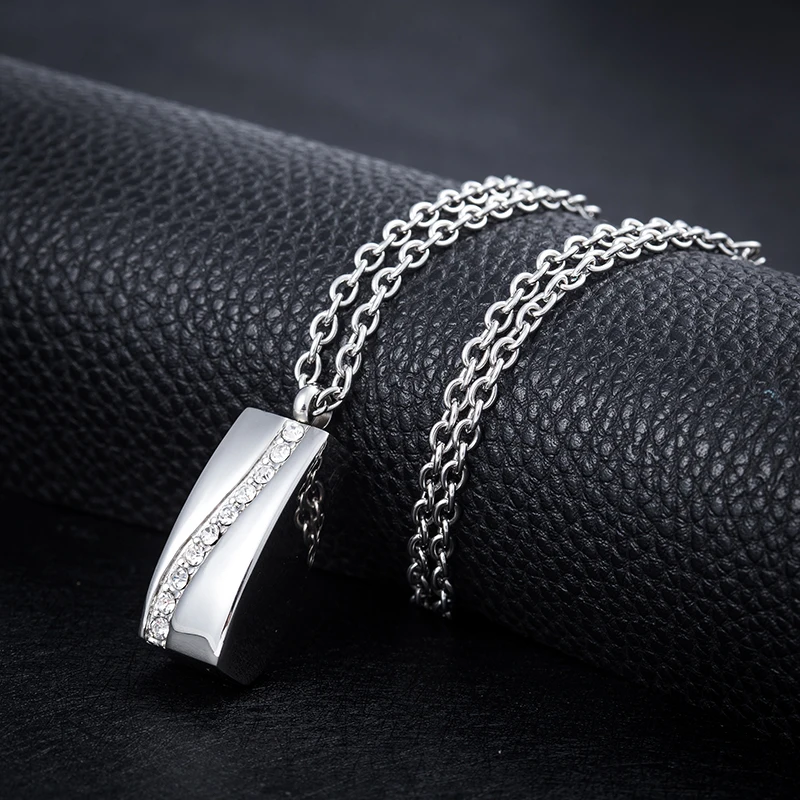 Ожерелье из нержавеющей стали с кристаллами памятное ожерелье урной и золом для