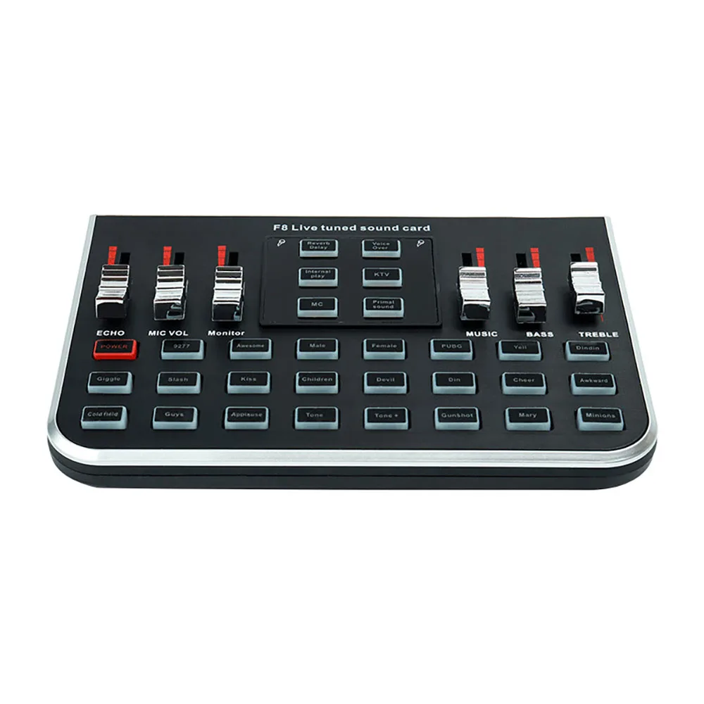 

F8 4 Modes Studio Audio Mixer Microphone Webcast Entertainment Streamer Live Sound Card for Phone Computer Sound Card