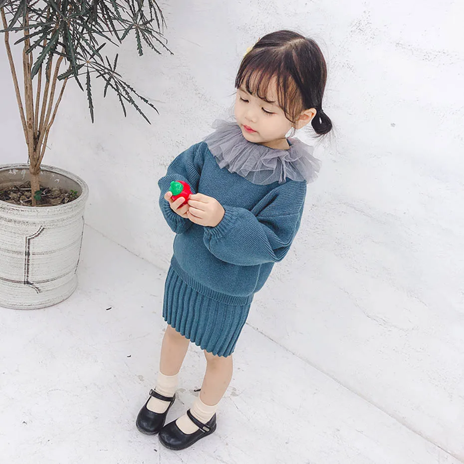 Одежда для девочек трикотажное платье-майка и свитер комплект из 2 предметов