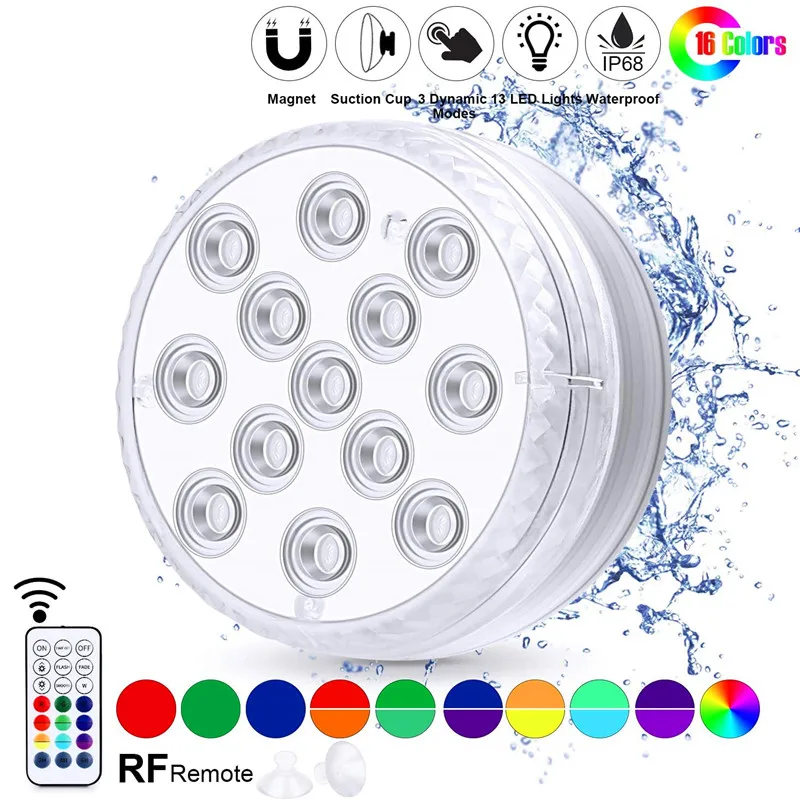 

Новинка 2022, подводная лампа для бассейна с 13 светодиодами, наружное освещение, ночные светильники, товары для свадьбы, Хэллоуина, Рождества, ...
