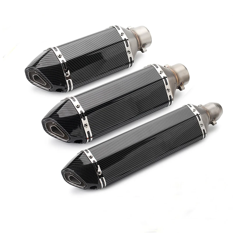 

51MM Universal Motorcycle Exhaust Pipe With Muffler DB Killer Moto Bike Pot Escape Carbon Fiber Color Exhaust for most moto