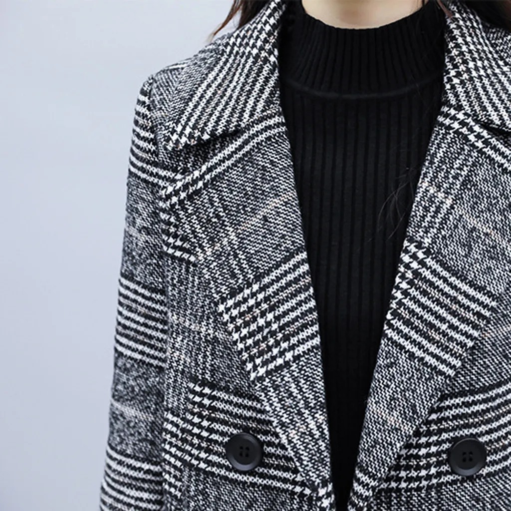 Новая мода 2019 Женское зимнее пальто с отворотом и пуговицами длинный Тренч