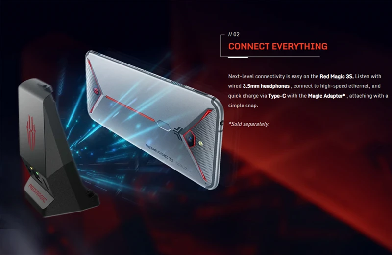 Мобильный телефон Nubia Red Magic 3S 8 Гб 128 ГБ 6,6" AMOLED Snapdragon855 Plus 5000 Мп+ Мп мАч Быстрая зарядка игровой телефон