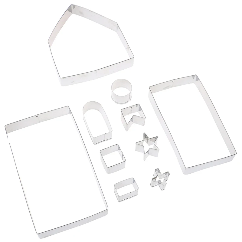 10 шт. Нержавеющая сталь 3D пряничный домик Рождественский сценарий набор резаков