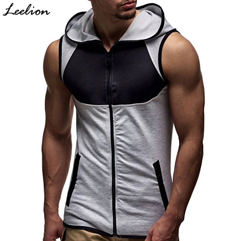 IceLion 2021 без рукавов сезон весна Толстовки с капюшоном для мужчин Slim Fit кофты