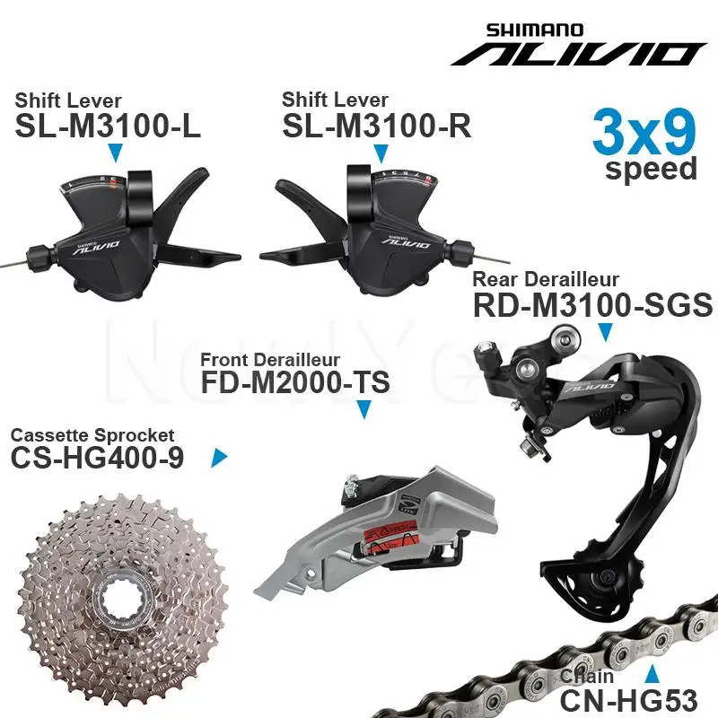 Набор компонентов SHIMANO ALIVIO M3100 3x9 В с переключателем скоростей задний и передний