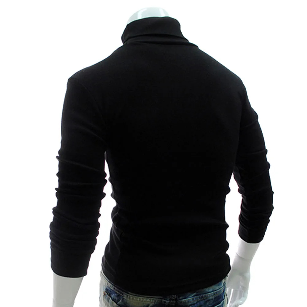 Мужской модный однотонный свитер с длинным рукавом и высоким воротом S образный