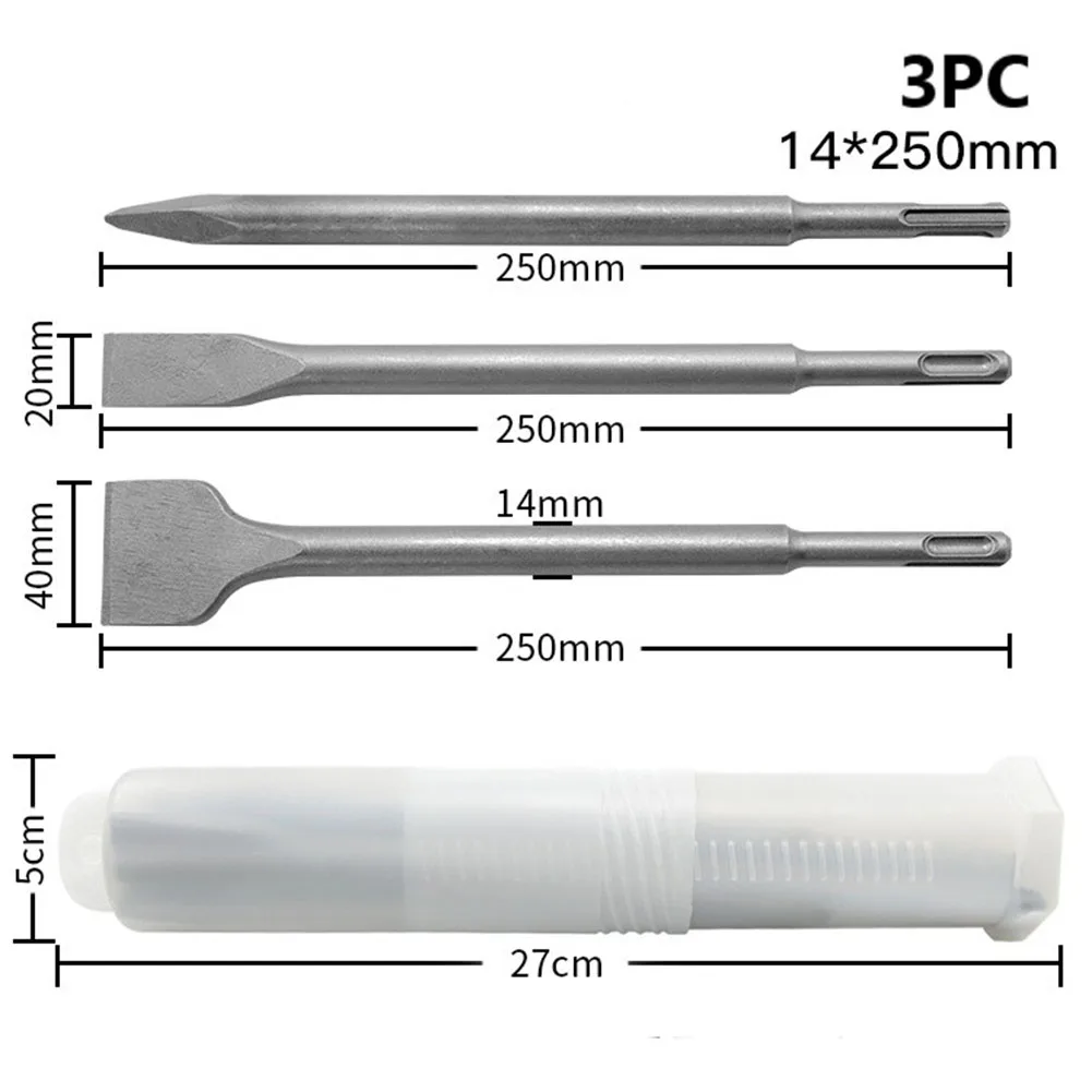 

Electric Hammer Chisel Round Handle Flat Lmpact Drill bit Concrete Wall Excavation Two Pits And Two Slots Tool Set