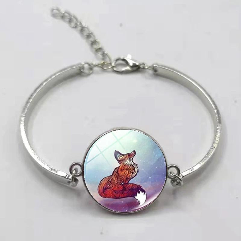 Новый Модный Цветочный браслет в виде лисы кожаный художественный стеклянный