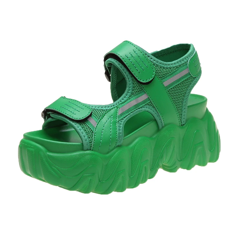 Спортивные женские сандалии Модель 2020 года Летние туфли на прозрачном каблуке