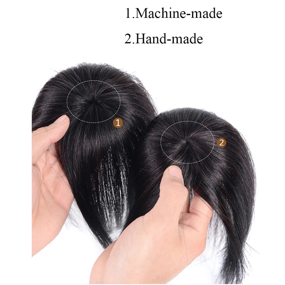 Allaosify Women Toupee with Bangs Synthetic Straight Artificial-Material Hand-made Topper Hairpiece Natural Hair Clip Ins