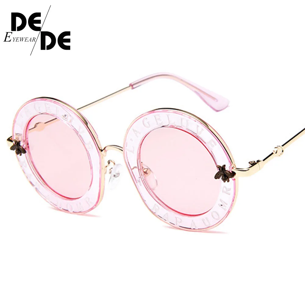 

Fashion Female Round English Letters Sunglasses Transparent Frame Tint Lens Sunglasses Trending Circle Sunglasses uv400