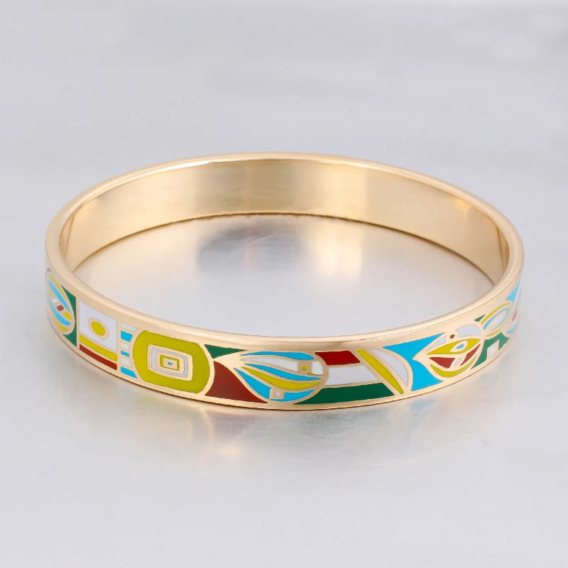 Elegant Designer Filled Color Bangles for Women Stainless Steel Jewelry Ethnic Jewelry Enamel for Bracelets