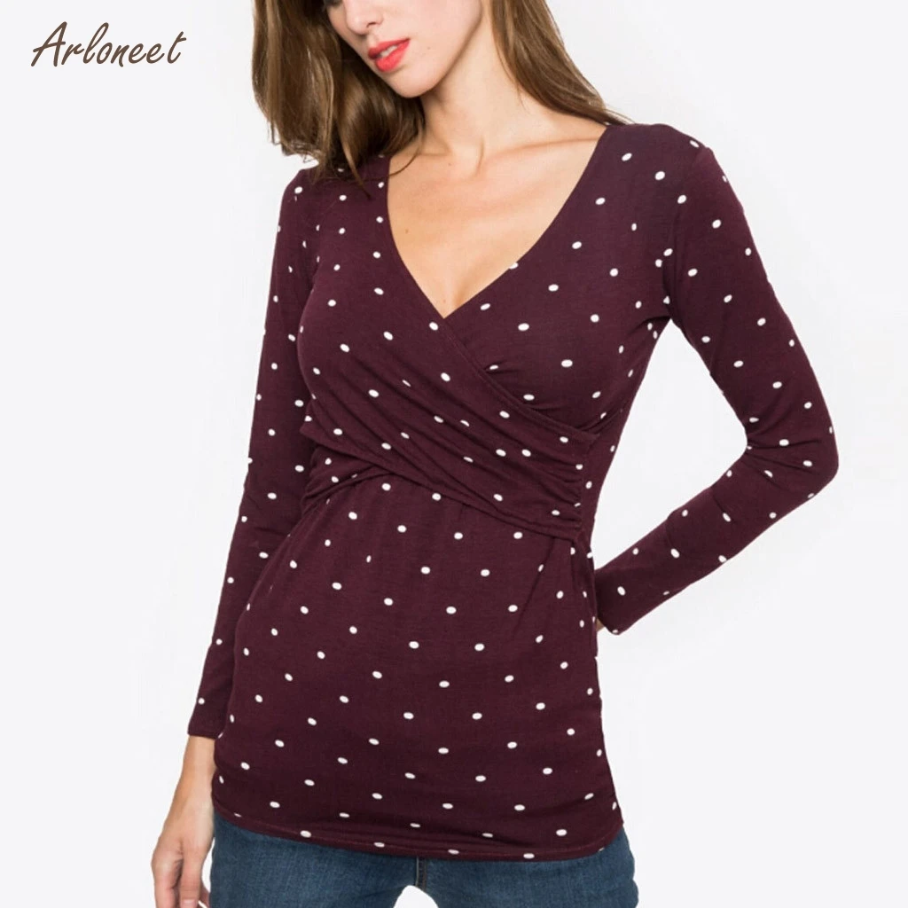 ARLONEET футболка для кормящих женщин с глубоким v образным вырезом и длинными
